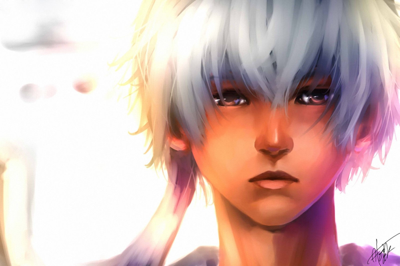 tło, Twarz, sztuka, chłopak, białe włosy, Gintama, Sakata Gintoki, sushi-master901