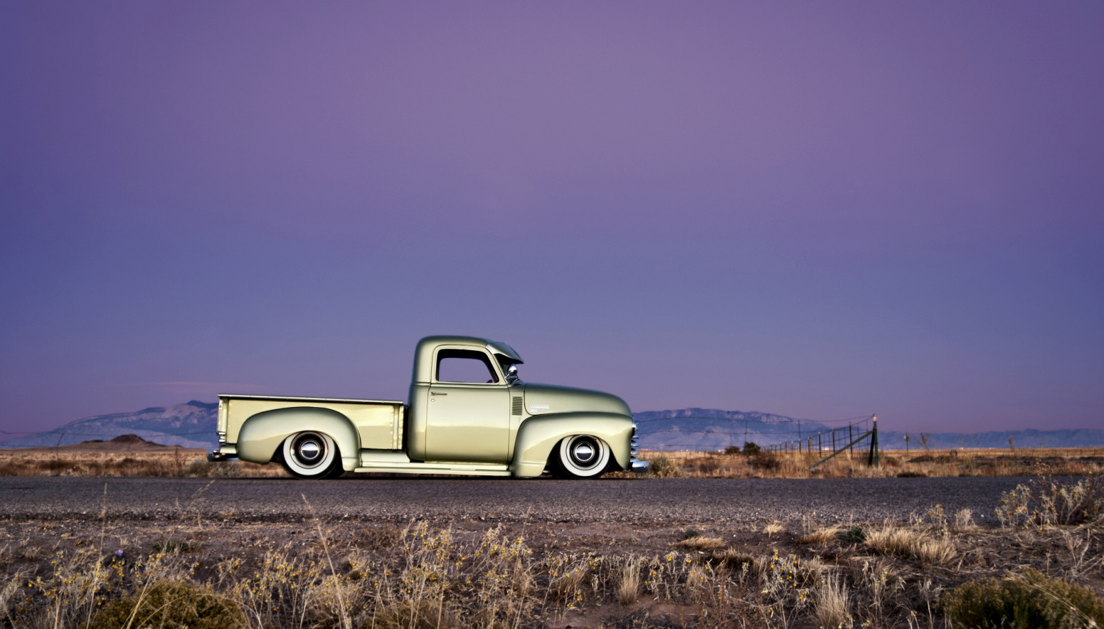 road, sky, side, horizon, wheels, hill, 1949, chopped