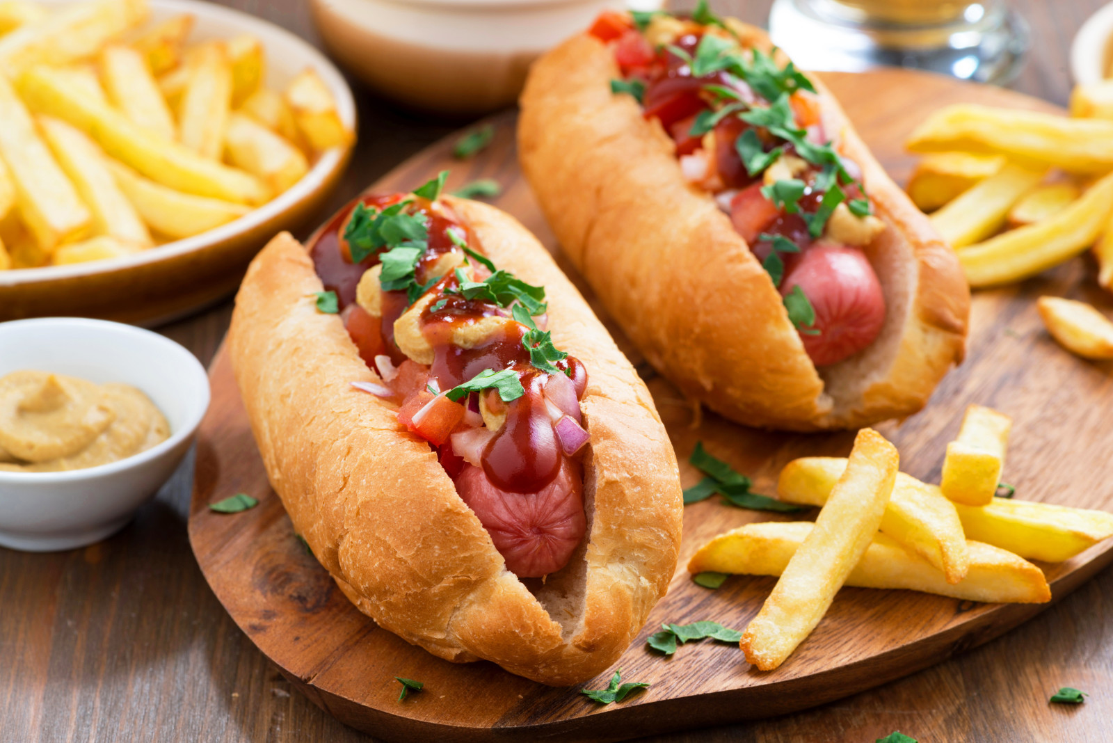 salchicha, bollos, comida rápida