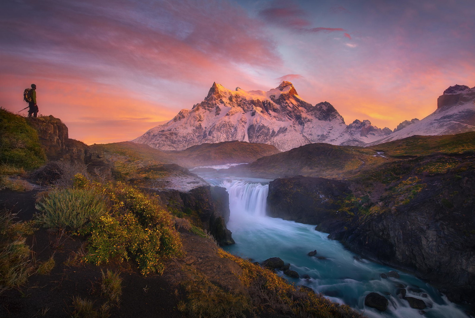 rivière, Montagne, paysage, Aube