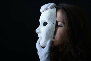 gants, masque, blanc, Femme