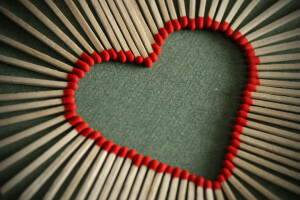 creativo, cuore, amore, luci d'amore, macro, fiammiferi, umore, rosso