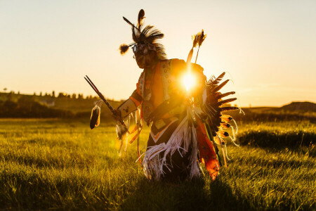 Amerikaanse indianen, veld-, Indiërs, zonsopkomst, de zonnedans