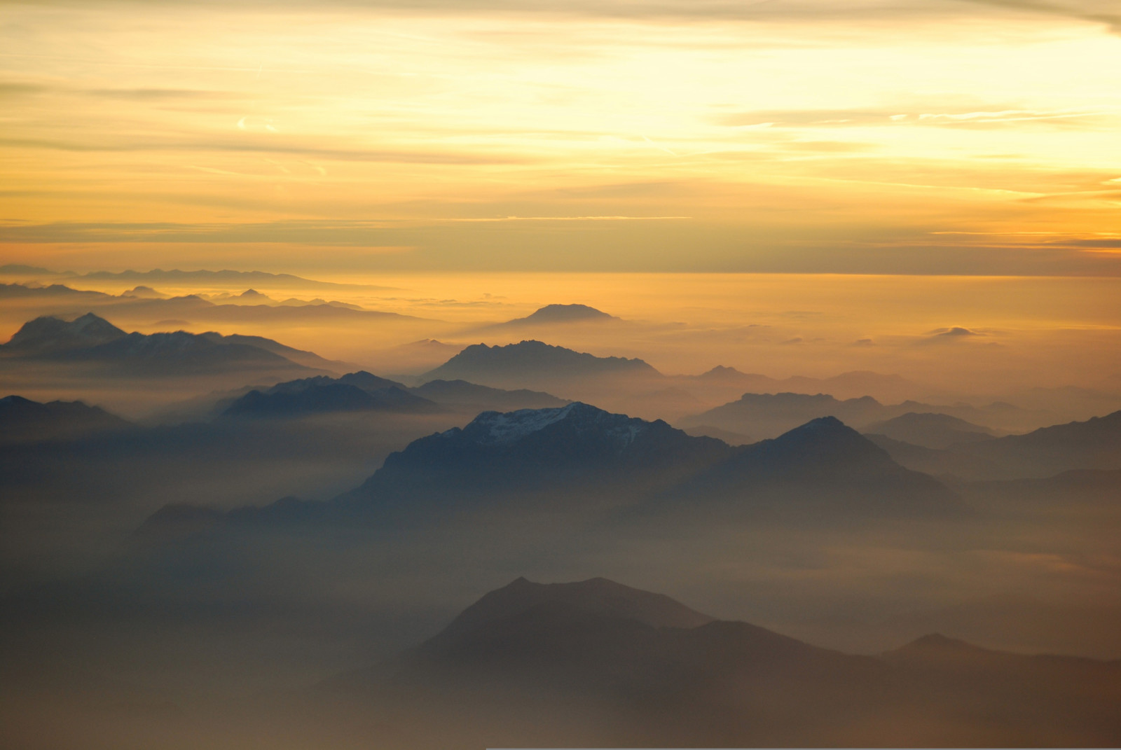 ljus, morgon-, bergen, Italien, dimma, Alps