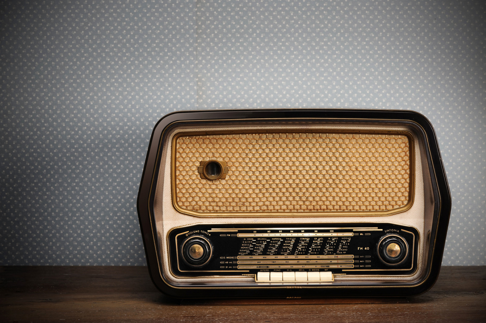 stijl, retro, oude radio