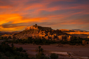 Africa, splendore, collina, casa, Marocco, la città, Torre