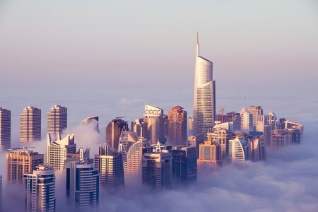 construção, nuvens, Dubai, Torres dos Lagos Jumeirah, arranha-céus, UAE