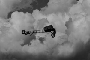 Bleriot, clouds, flight, Switzerland, the plane, the sky