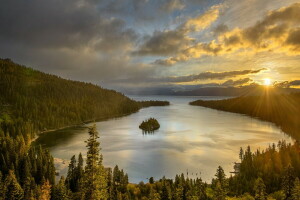 baie, paysage, Matin, la nature