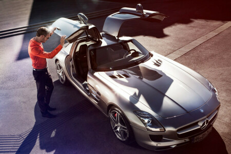 car, Man, Mercedes, SLS