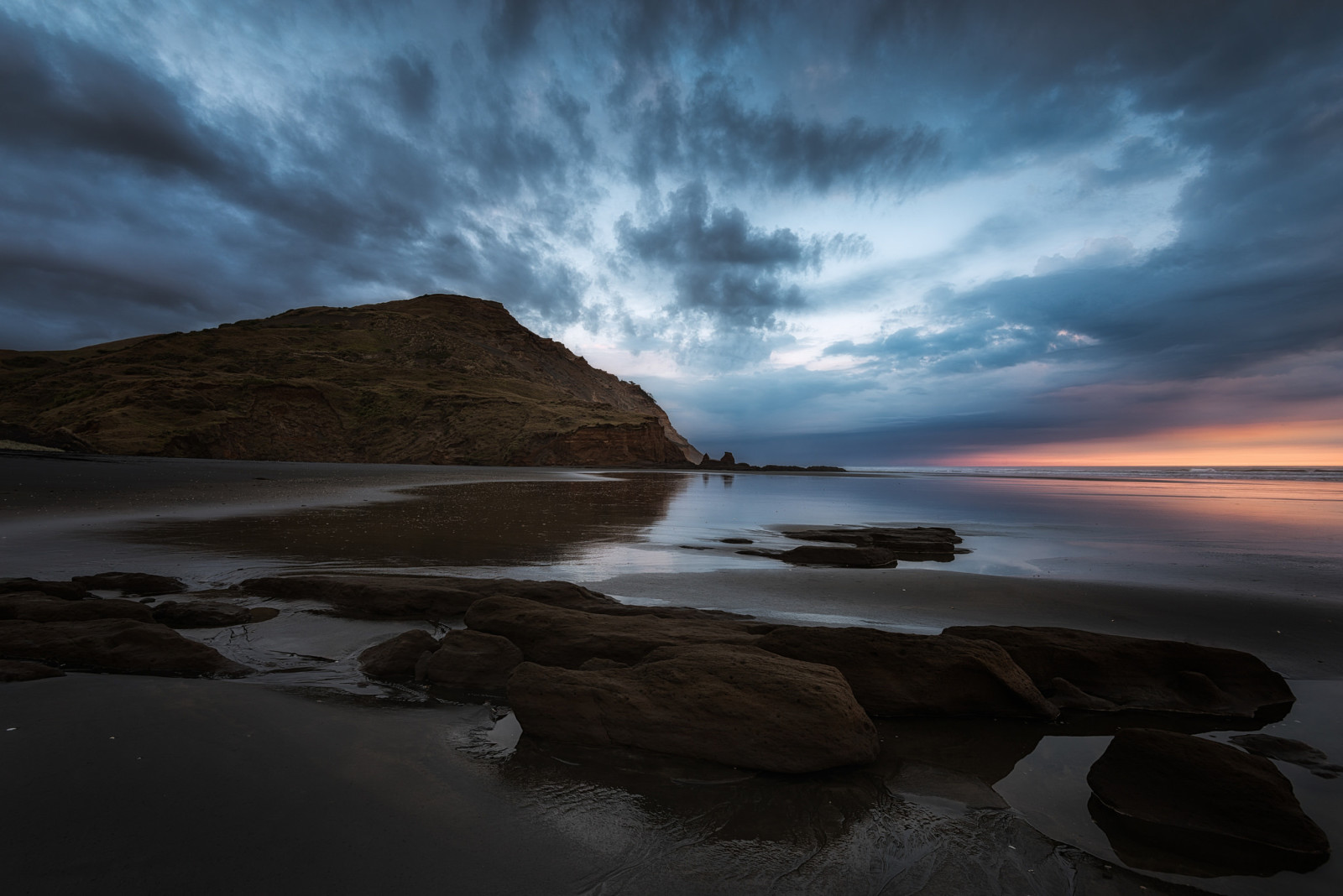 puesta de sol, playa, mar