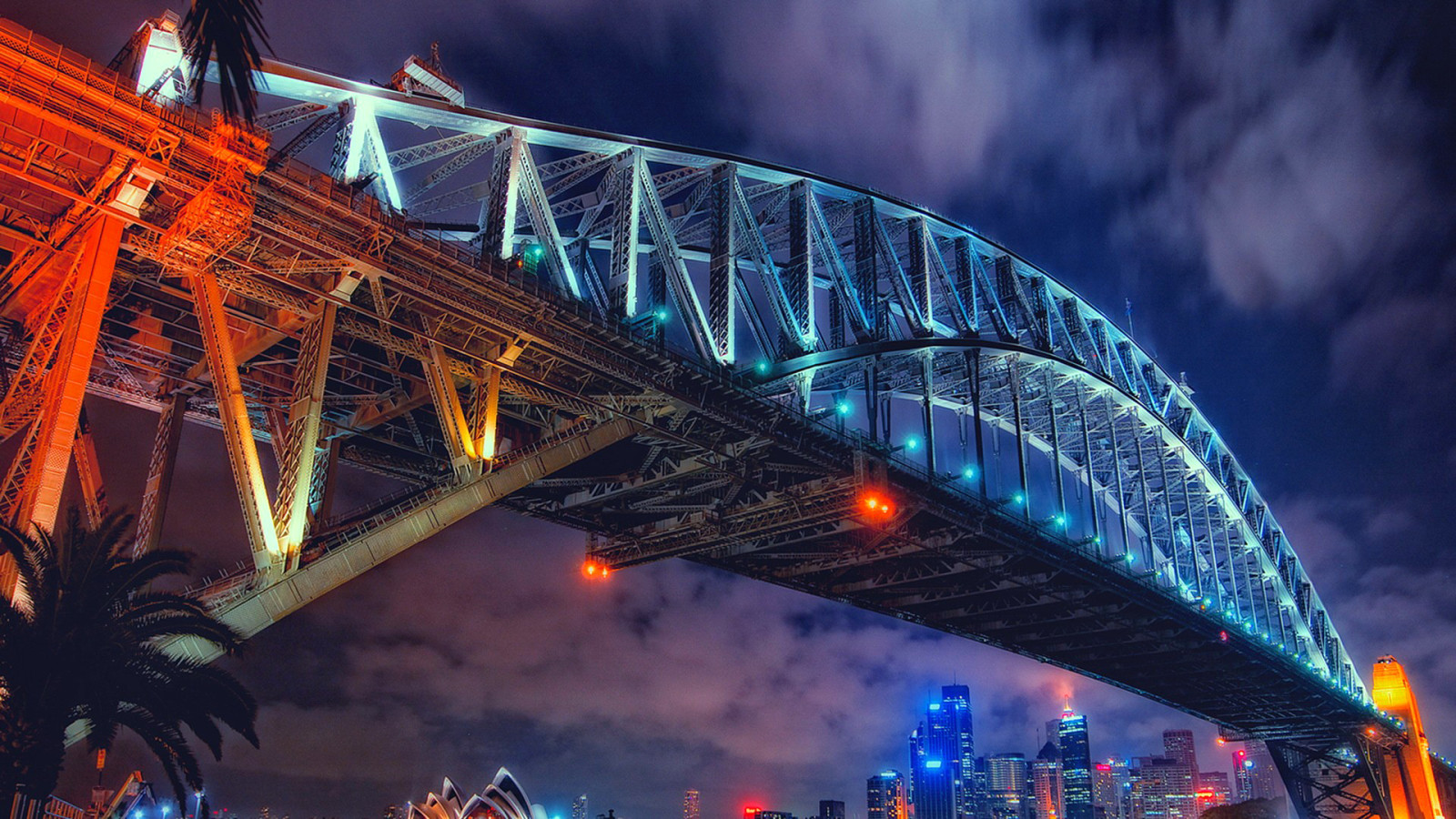 lumières, nuit, Accueil, Pont, Australie, Sydney, théâtre