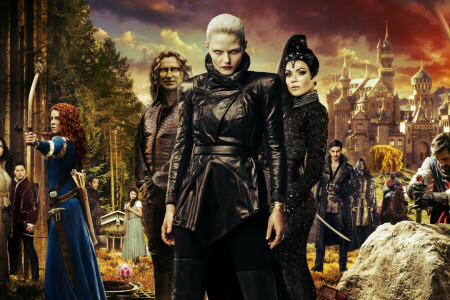 archers, castle, characters, collage, fantasy, forest, Jennifer Morrison, knights