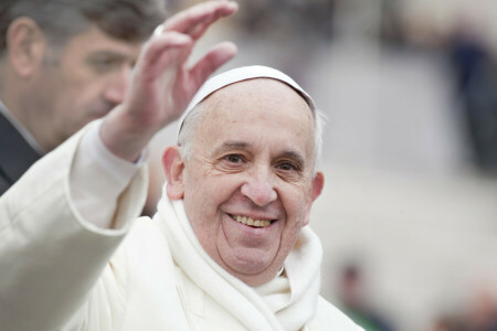 Jorge Mario Bergoglio Sívori, Papa Francisco, poses, sorrir, branco