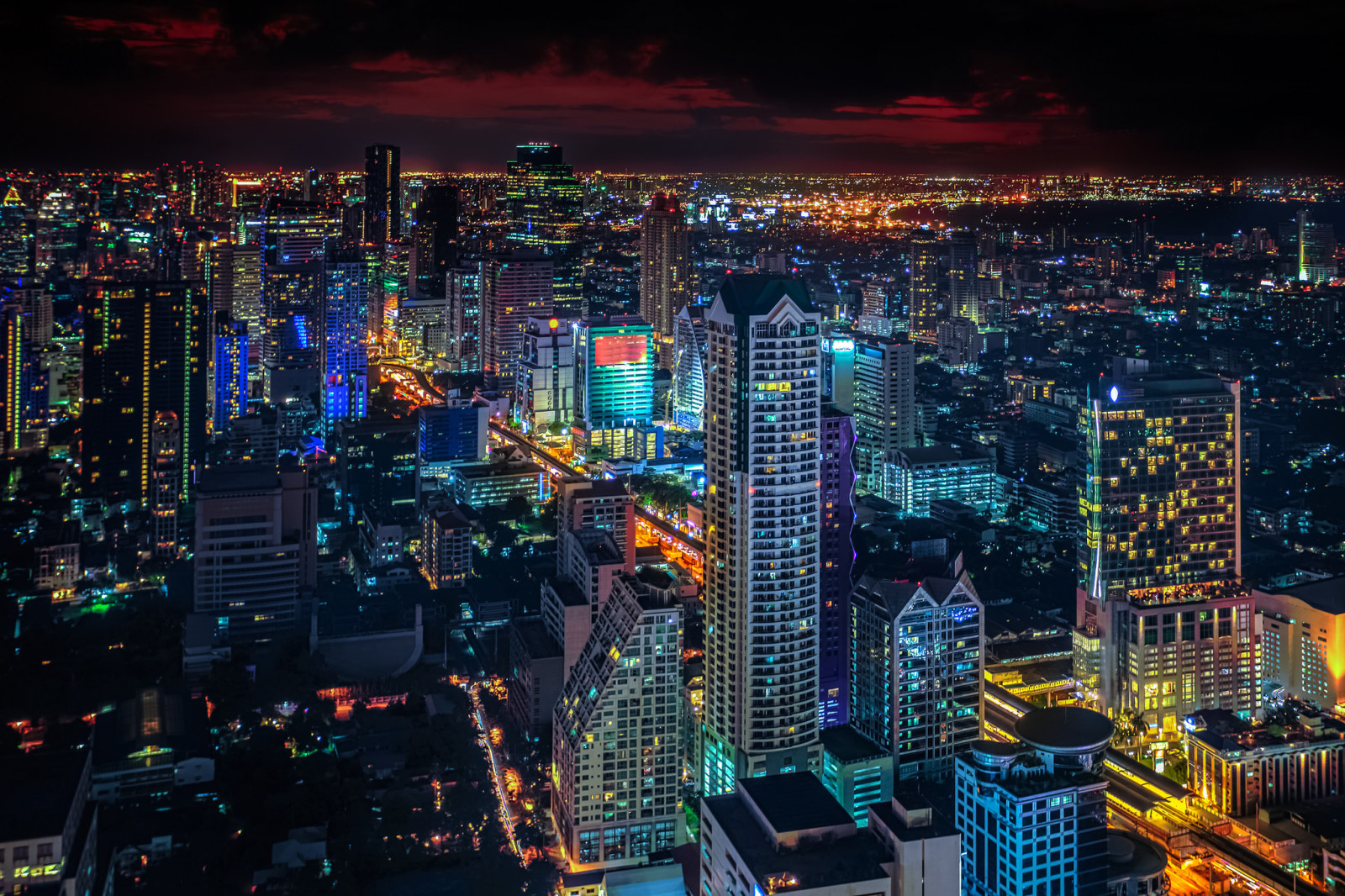 la ciudad, noche, nubes, Tailandia, Bangkok