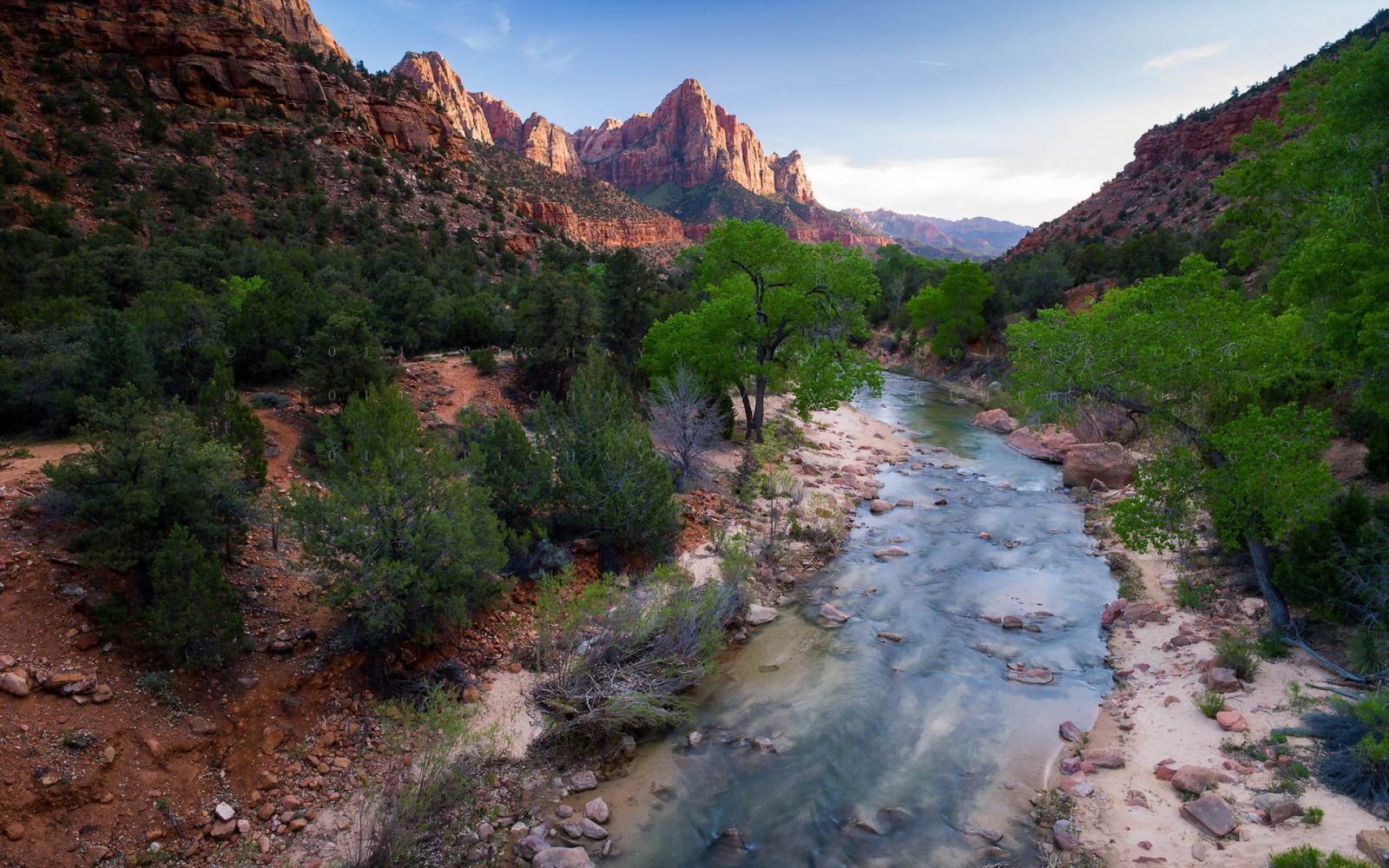 río, paisaje, montañas