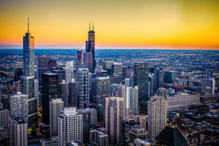 Chicago, Höhe, Illinois, Wolkenkratzer, die Stadt