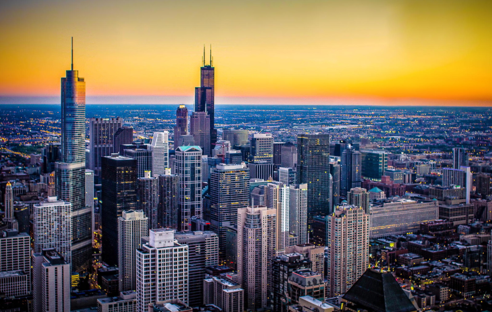 die Stadt, Wolkenkratzer, Höhe, Chicago, Illinois