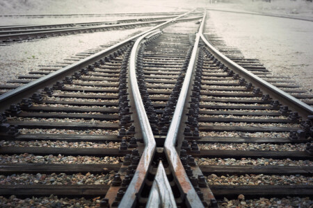 líneas, metal, ferrocarril, traviesas