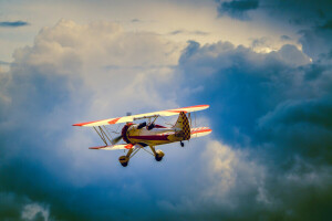 skyer, flyvningen, flyet, himlen