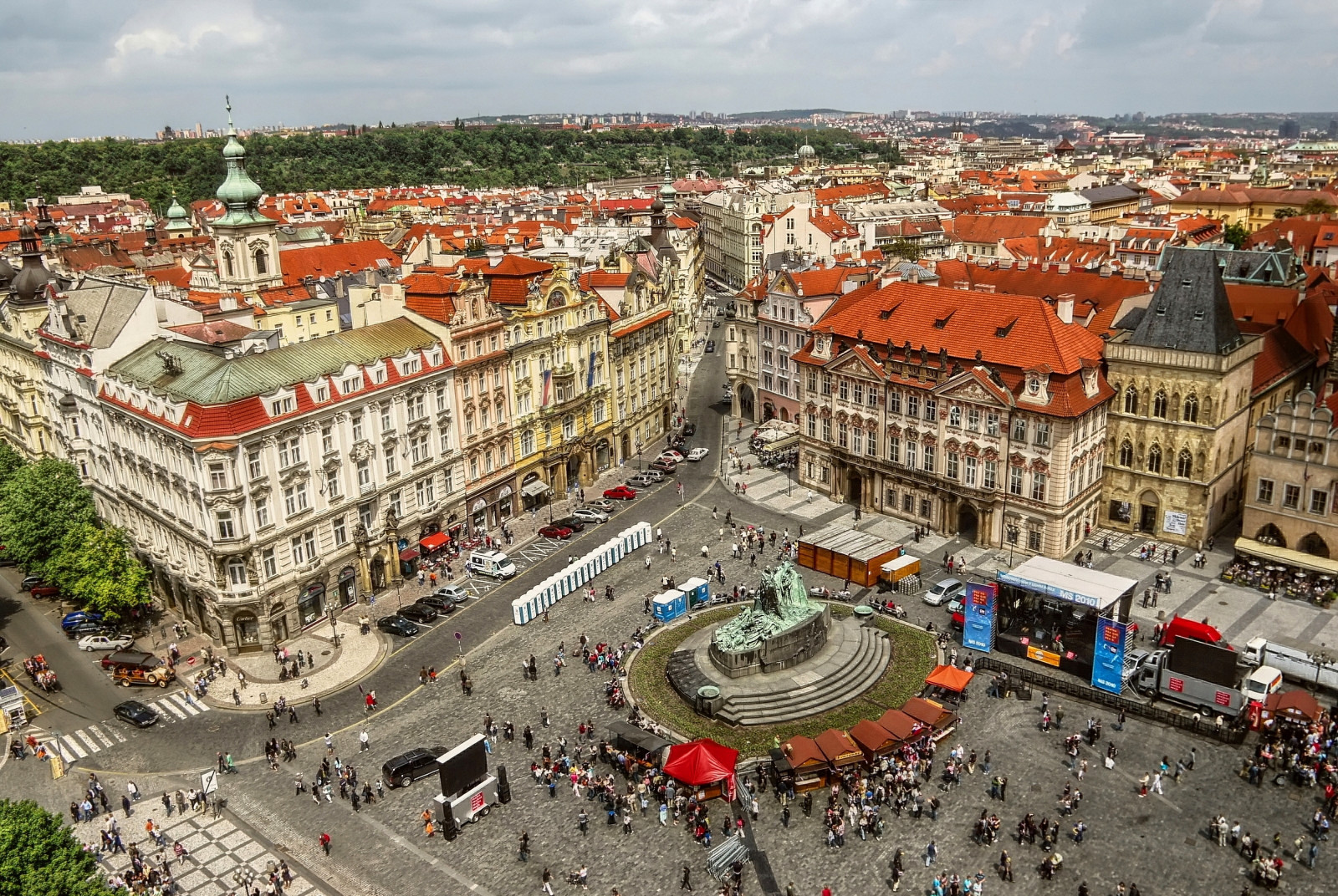 straat, huis, panorama, mensen, Praag, monument, Kwartaal, Oude stadsplein