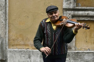 Musica, persone, strada, violino