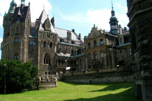 arquitetura, castelo, Moszna Castle, Polônia