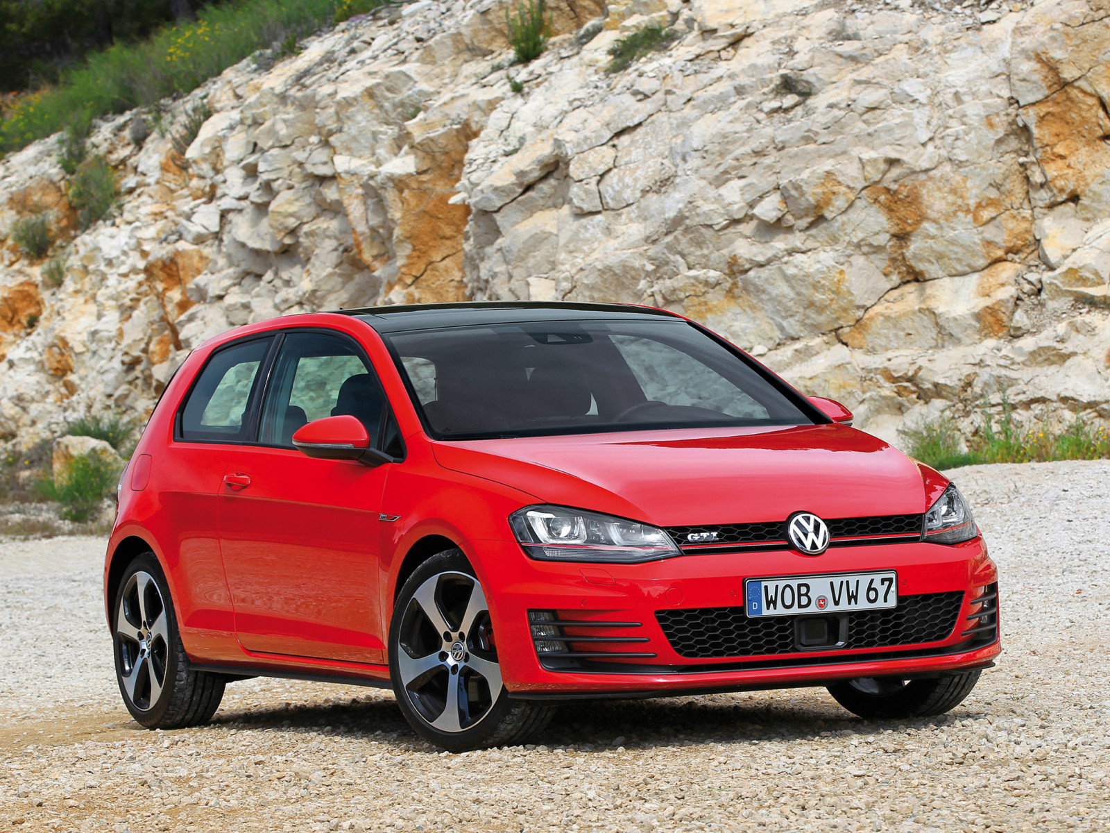 rood, Machine, Volkswagen, Golf, De voorkant, GTI, 3-deurs