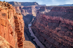 AZ, kanyon, gége, Grand Canyon, hegyek, folyó, Toroweap pont, USA