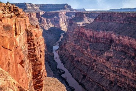 AZ, Schlucht, Schlucht, Grand Canyon, Berge, Fluss, Toroweap Point, USA