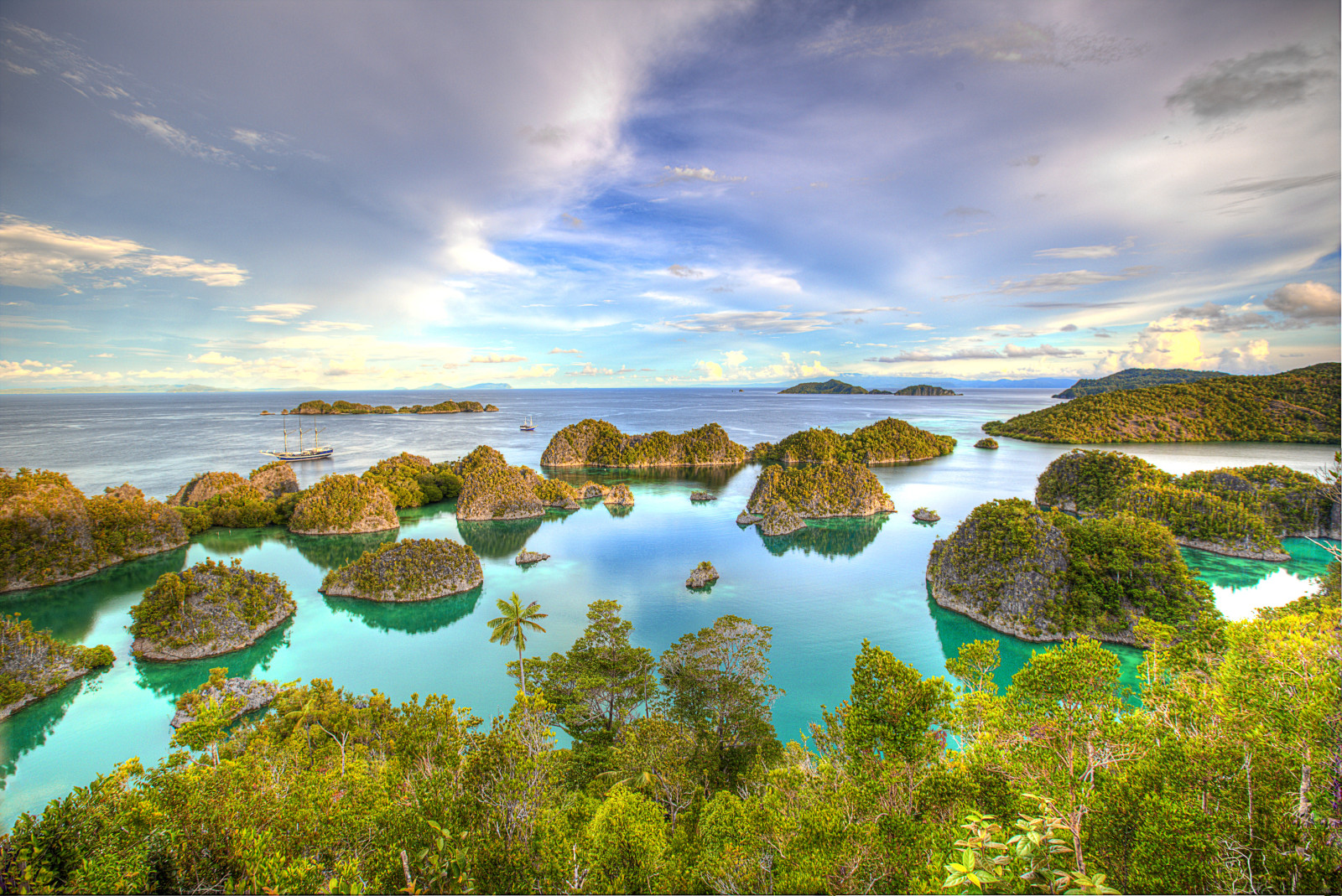 jachty, morze, HDR, Indonezja, Kraje tropikalne, Wyspy, Papua Zachodnia, Besir