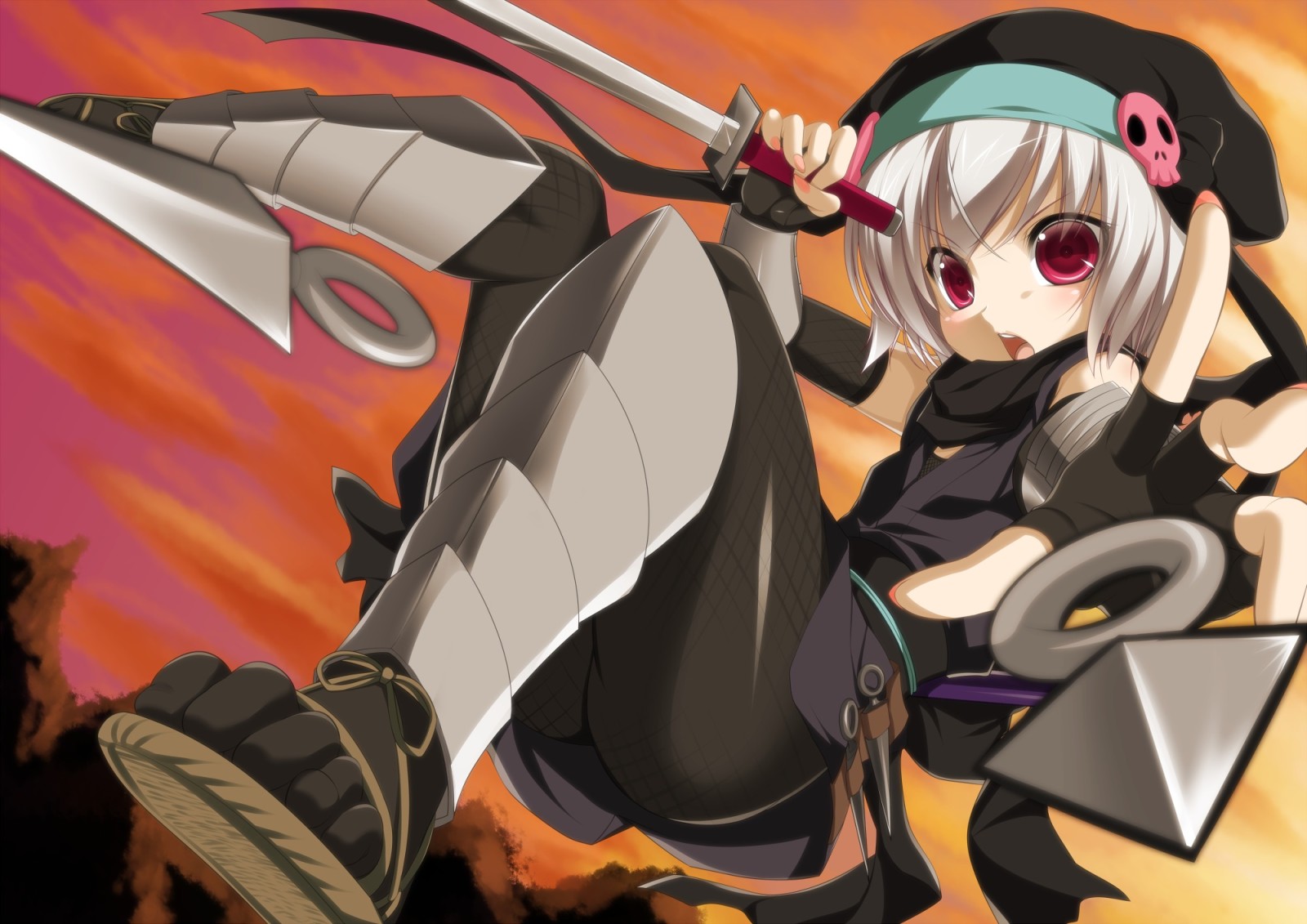 menina, arte, armas, espadas, Quarto No Yabou Nob, hachisuka goemon, mino106