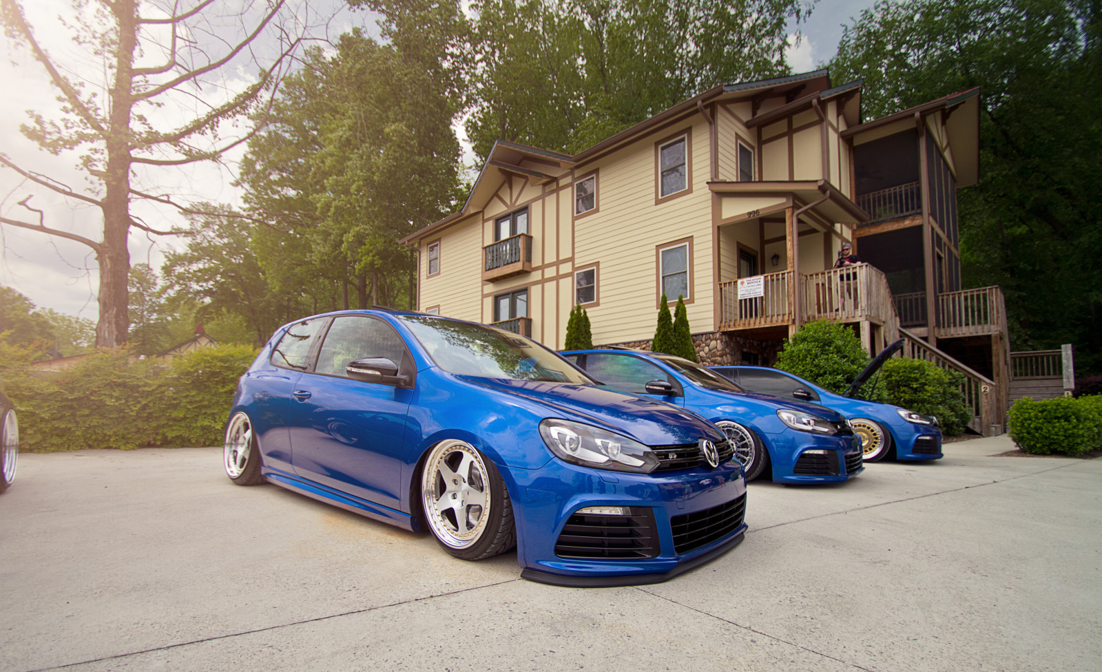 bleu, Trois, Volkswagen, Le golf, Golf R