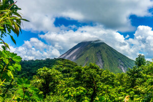 clouds, Mountain, nature, the sky, trees