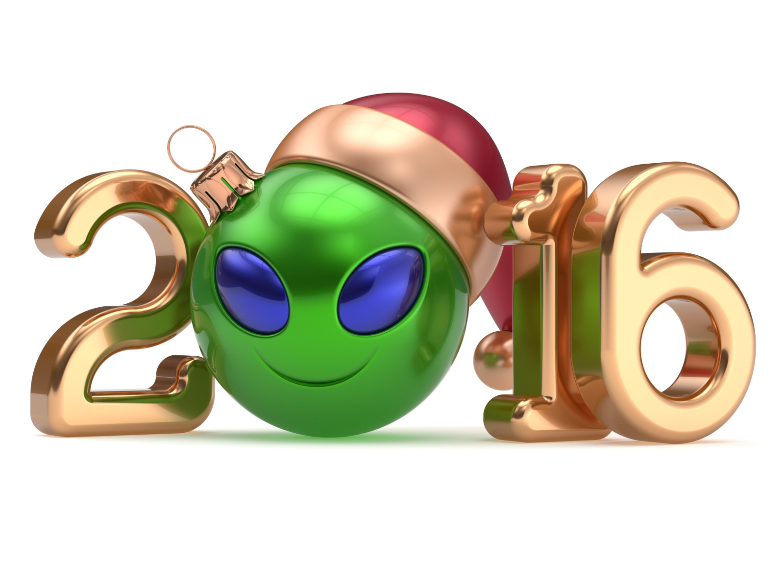 New Year, happy, ball, figures, 2016, smiley