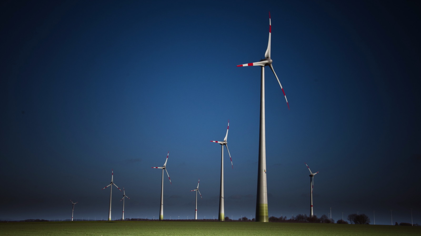 paisaje, noche, molinos de viento