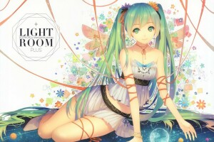 Anime, sztuka, Ziemia, dziewczyna, hatsune miku, Planeta, uśmiech, Tidsean