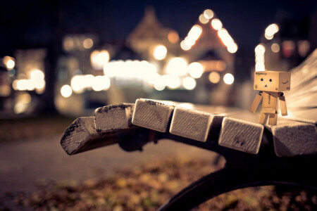 Amazone, bank, bokeh, dozen, Danbo, lichten, nacht, winkel