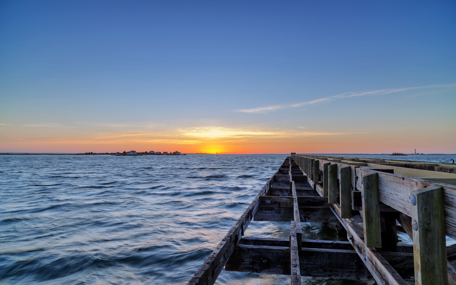 Sonnenuntergang, Landschaft, Meer, Brücke