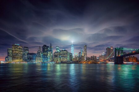 lights, New York, the city, the evening, USA