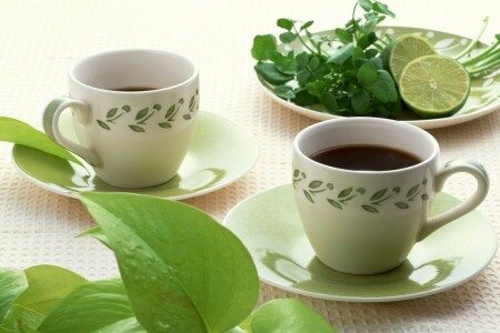 lime, mint, tea