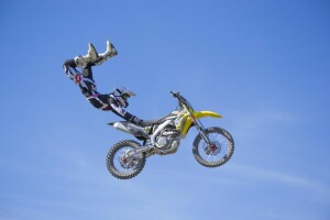 σύννεφα, FMX, ελεύθερη κολύμβηση, ελιγμός, motocross, Καβαλάρης, ουρανός, Διπλό κάθισμα Superman