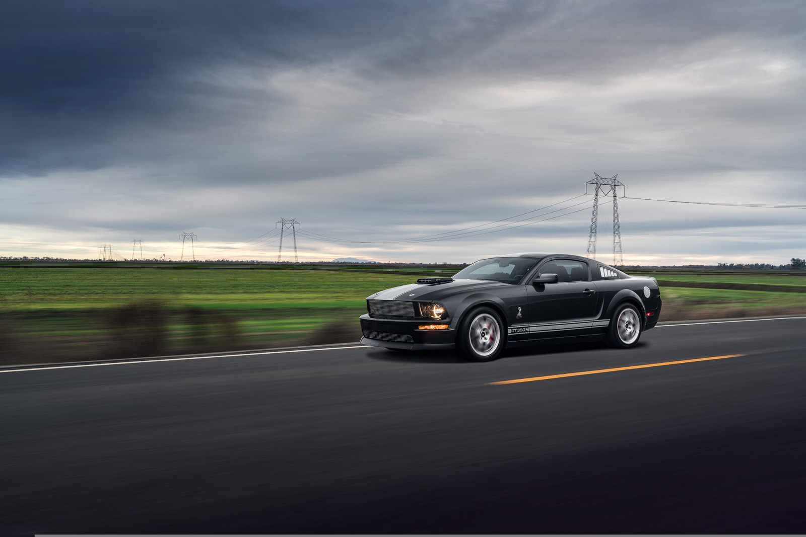 route, gris, voiture, Mustang, Gué, muscle, la vitesse, De face