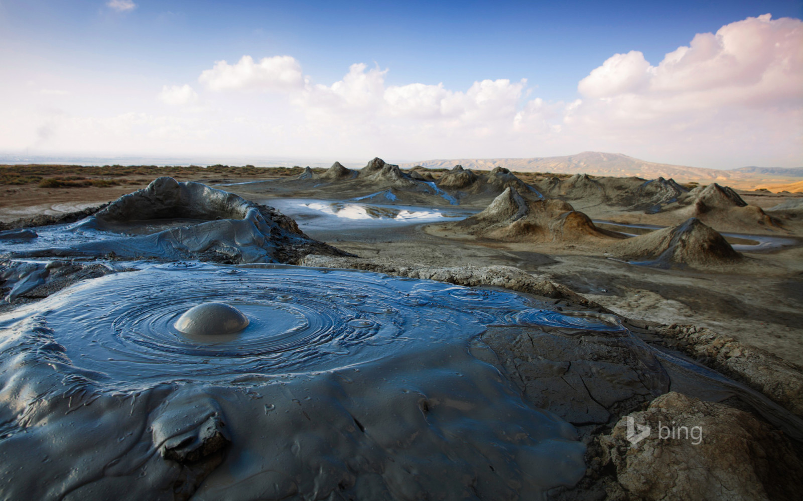 peyzaj, dağlar, Azerbeycan, Gobustan, çamur volkanları