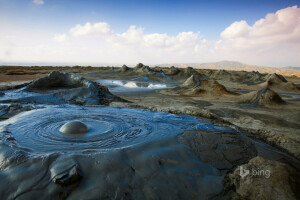 Azerbaiyán, Gobustan, paisaje, montañas, volcanes de lodo