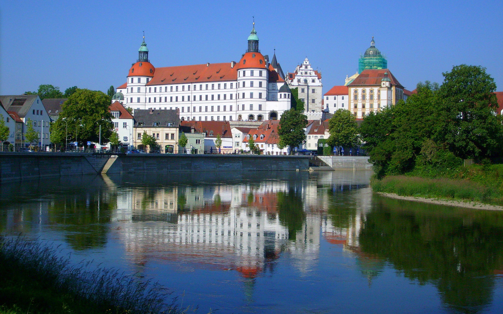 nebe, řeka, stromy, Domov, Německo, hrad, promenáda, věž