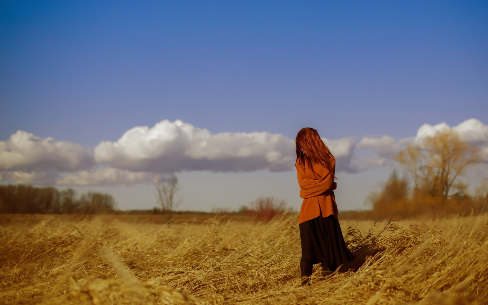 mood, girl, field