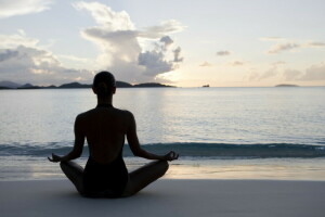 actitud, puesta de sol, yoga