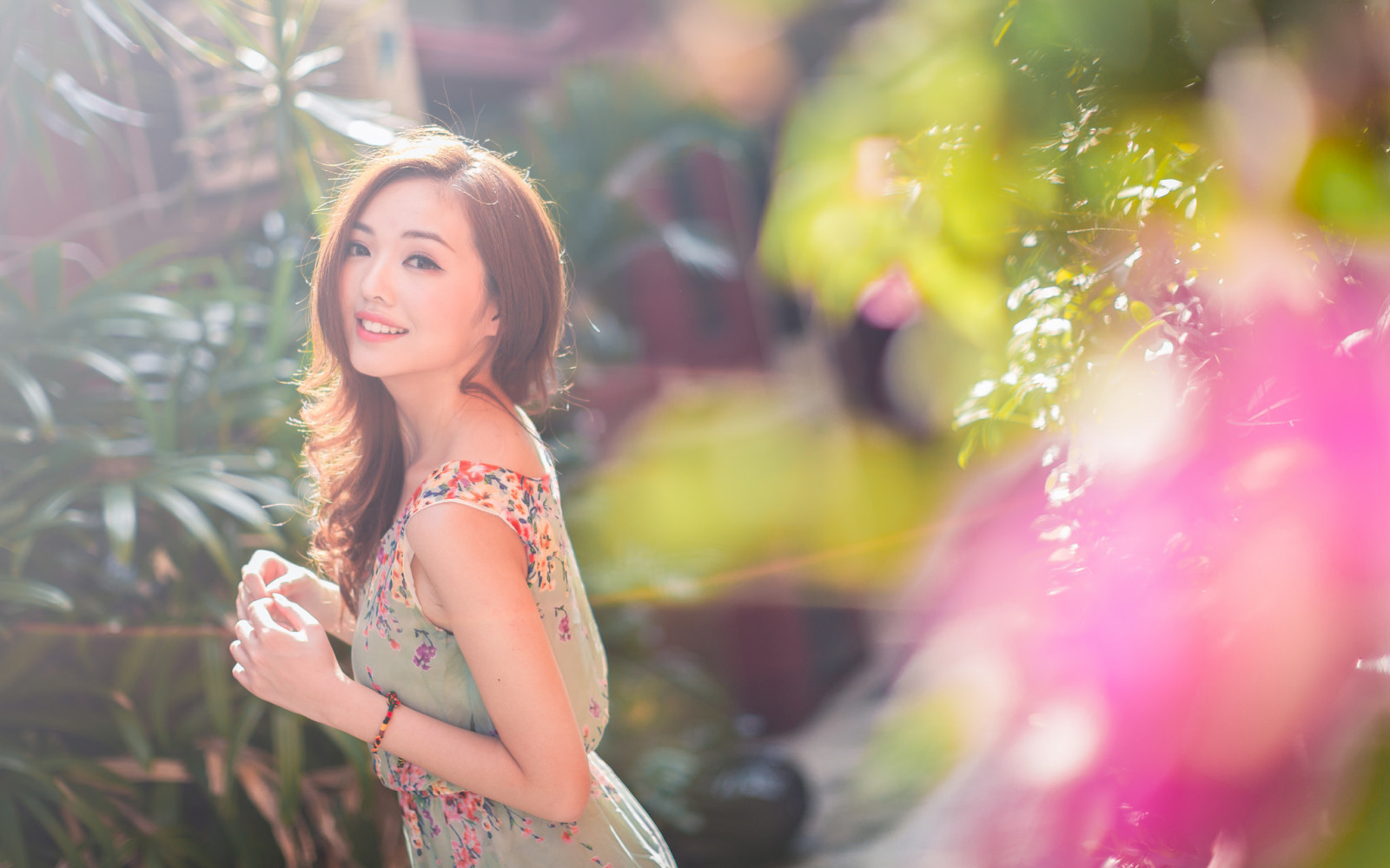 background, face, girl, smile, eyes, hair, lips, dress