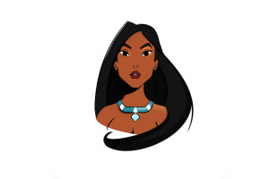 visage, fille, Regardez, Pocahontas